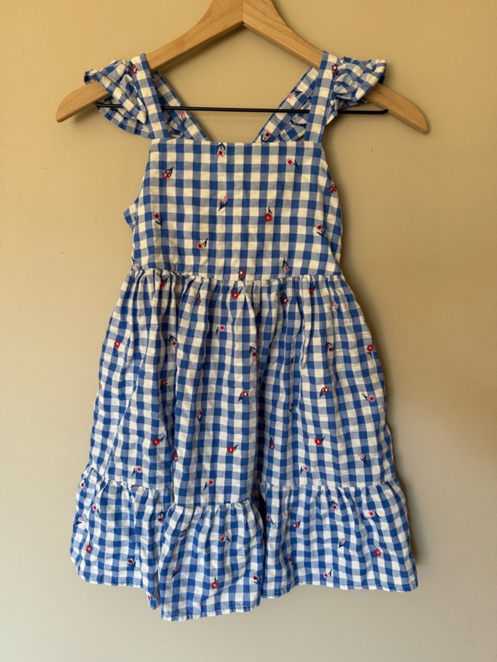 Cat & Jack Blue and Red Gingham Ruffle-Strap Dress